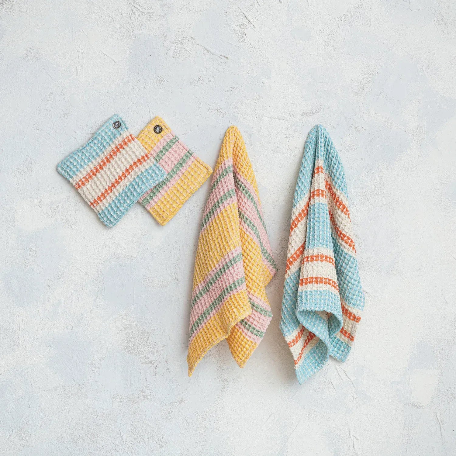 Creative Co-op Woven Cotton Waffle Weave Tea Towel with Stripes, 2 Available Styles - Little Miss Muffin Children & Home