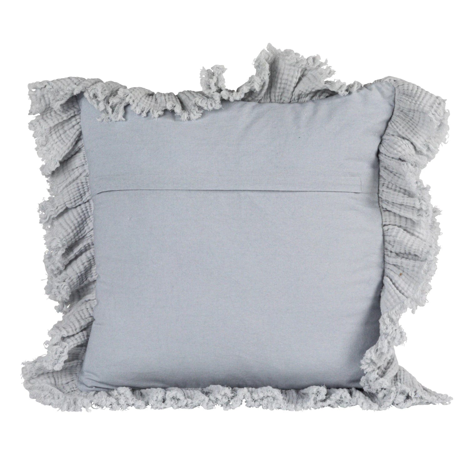 Creative Co-op Creative Co-op 20" Square Light Blue Cotton Double Cloth Pillow with Ruffled Edge - Little Miss Muffin Children & Home
