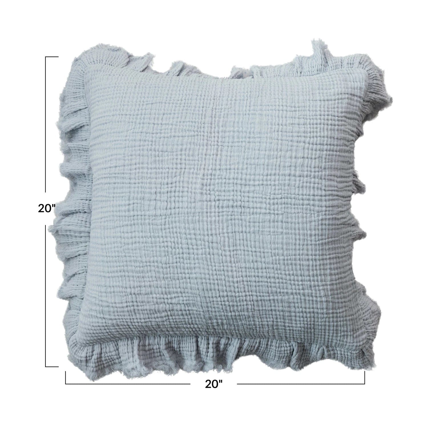 Creative Co-op Creative Co-op 20" Square Light Blue Cotton Double Cloth Pillow with Ruffled Edge - Little Miss Muffin Children & Home