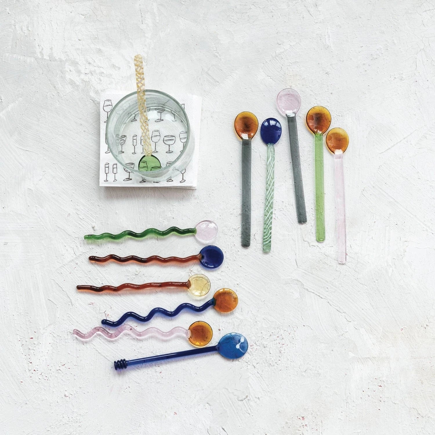 Creative Co-op Set of 6 Handmade Glass Spoons in Kraft Box, 2 Styles Available - Little Miss Muffin Children & Home