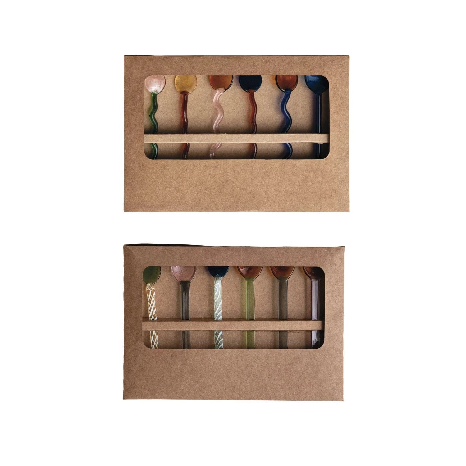 Creative Co-op Set of 6 Handmade Glass Spoons in Kraft Box, 2 Styles Available - Little Miss Muffin Children & Home