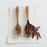 Creative Co-op 2pc Set of Natural Horn Salad Servers (Each One Will Vary)