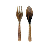 Creative Co-op 2pc Set of Natural Horn Salad Servers (Each One Will Vary)