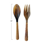 Creative Co-op 2pc Set of Natural Horn Salad Servers (Each One Will Vary)