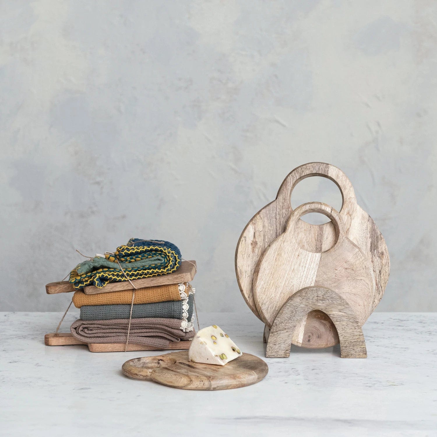 Creative Co-op Creative Co-op Cotton Waffle Weave Dish Cloths with Cheese/Cutting Board, 4PC Set - Little Miss Muffin Children & Home