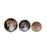 Creative Co-op Enameled Mango Wood Bowls with Flowers in Vase, Available in 3 Sizes