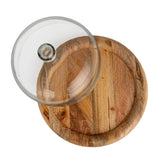 Creative Co-op 16" Round x 8"H Glass Cloche with Natural Mango Wood Base