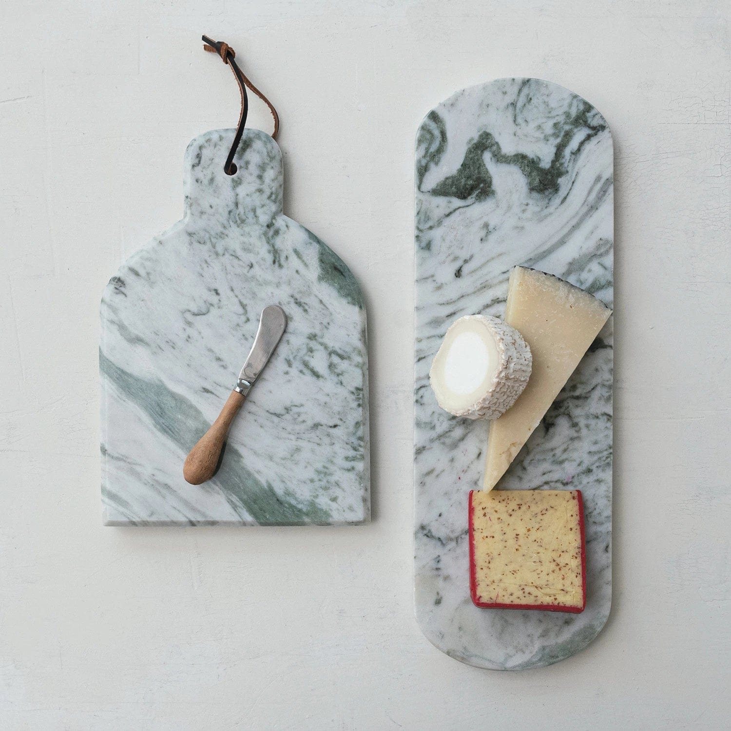 Creative Co-op Creative Co-op Marble Cheese/Cutting Board with Natural Mango Wood Handle Canape Knife (Each One Will Vary) - Little Miss Muffin Children & Home
