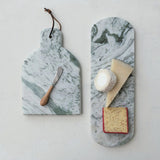 Creative Co-op Marble Cheese/Cutting Board with Natural Mango Wood Handle Canape Knife (Each One Will Vary)