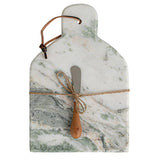 Creative Co-op Marble Cheese/Cutting Board with Natural Mango Wood Handle Canape Knife (Each One Will Vary)