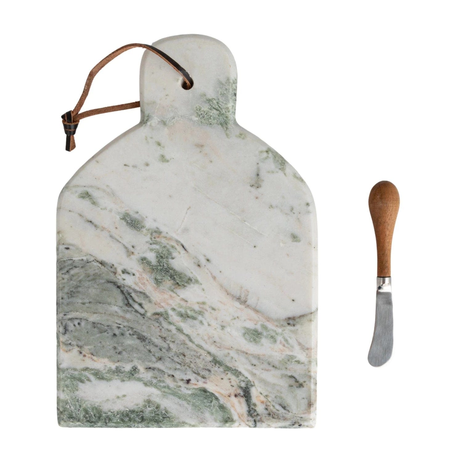 Creative Co-op Creative Co-op Marble Cheese/Cutting Board with Natural Mango Wood Handle Canape Knife (Each One Will Vary) - Little Miss Muffin Children & Home