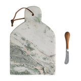 Creative Co-op Marble Cheese/Cutting Board with Natural Mango Wood Handle Canape Knife (Each One Will Vary)