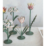 Creative Co-op Painted Metal Vintage Reproduction Toleware Flower Shaped Taper Holder, Distressed Finish, 3 Styles Available