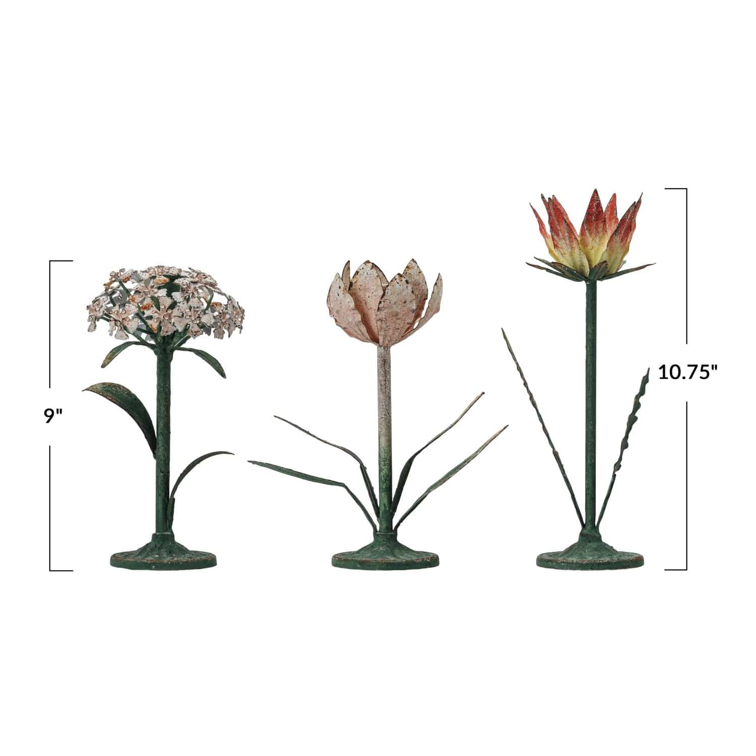 Creative Co-op Creative Co-op Painted Metal Vintage Reproduction Toleware Flower Shaped Taper Holder, Distressed Finish, 3 Styles Available - Little Miss Muffin Children & Home