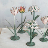 Creative Co-op Painted Metal Vintage Reproduction Toleware Flower Shaped Taper Holder, Distressed Finish, 3 Styles Available