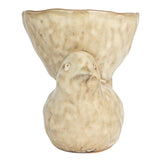 Creative Co-op Cream Color Stoneware Bird with Bowl (Each One Will Vary)