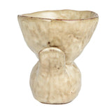 Creative Co-op Cream Color Stoneware Bird with Bowl (Each One Will Vary)