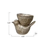 Creative Co-op Cream Color Stoneware Bird with Bowl (Each One Will Vary)