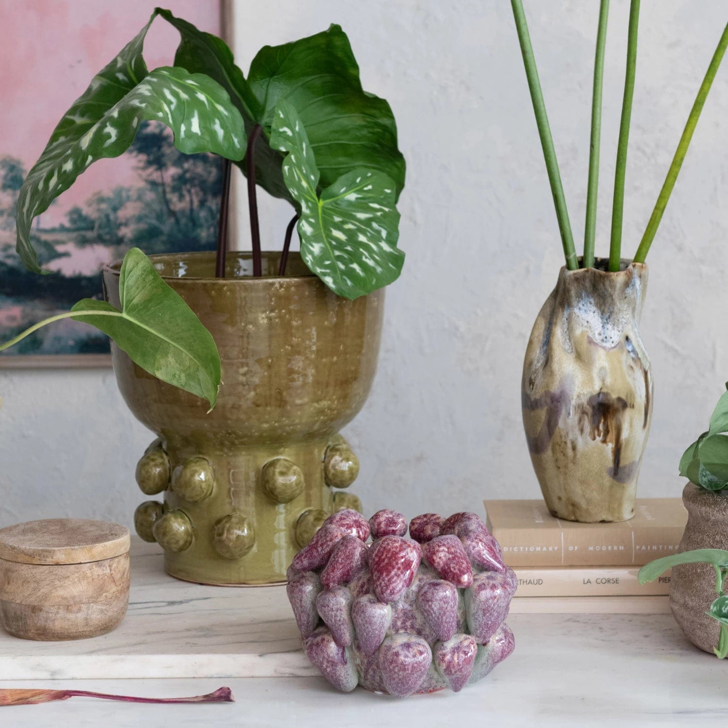 Creative Co-op Creative Co-op Berry Delight 3D Strawberries Stoneware Planter/Vase (Holds 3" Pot) (Each One Will Vary) - Little Miss Muffin Children & Home