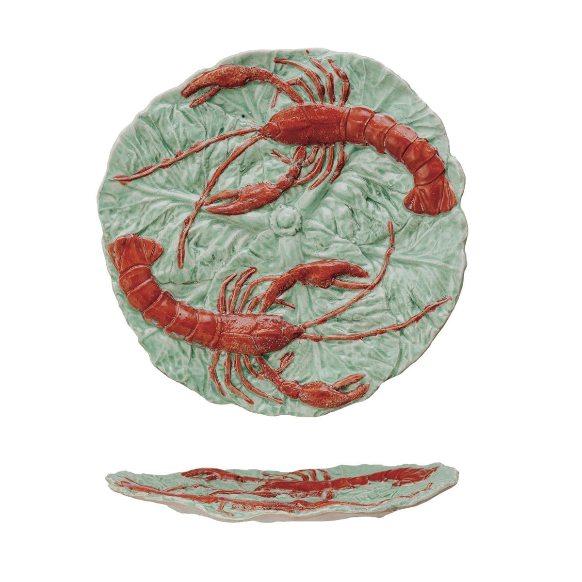 Hand-Painted Embossed Vintage Reproduction Plate with Lobsters (Each One Will Vary)