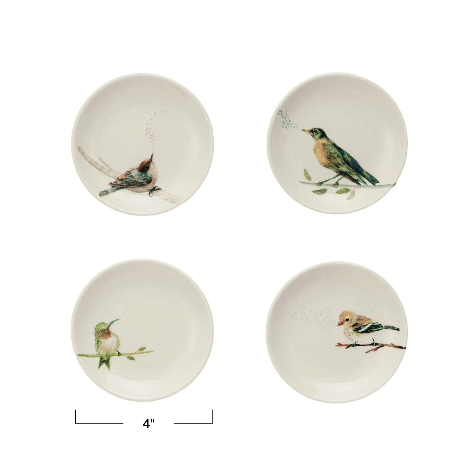 Creative Co-op Stoneware Dish with Bird on Branch, 4 Styles Available - Little Miss Muffin Children & Home