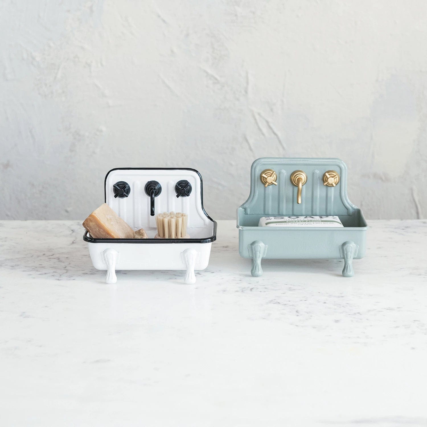 Creative Co-op Creative Co-op Metal Soap Dish, Grey Sink with Gold Faucet - Little Miss Muffin Children & Home