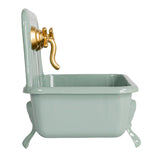 Creative Co-op Metal Soap Dish, Grey Sink with Gold Faucet