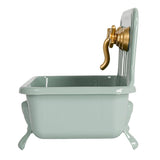 Creative Co-op Metal Soap Dish, Grey Sink with Gold Faucet