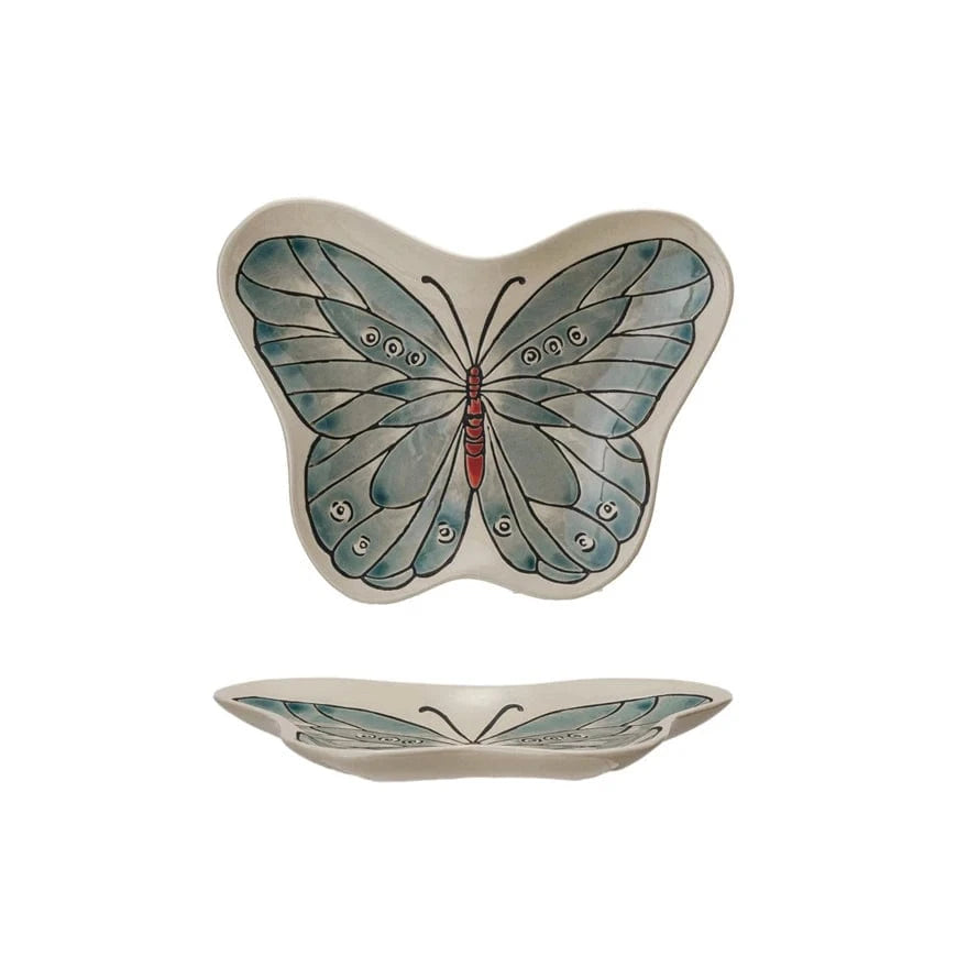 Creative Co-op Hand-Painted Stoneware Butterfly Shaped Plate - Little Miss Muffin Children & Home