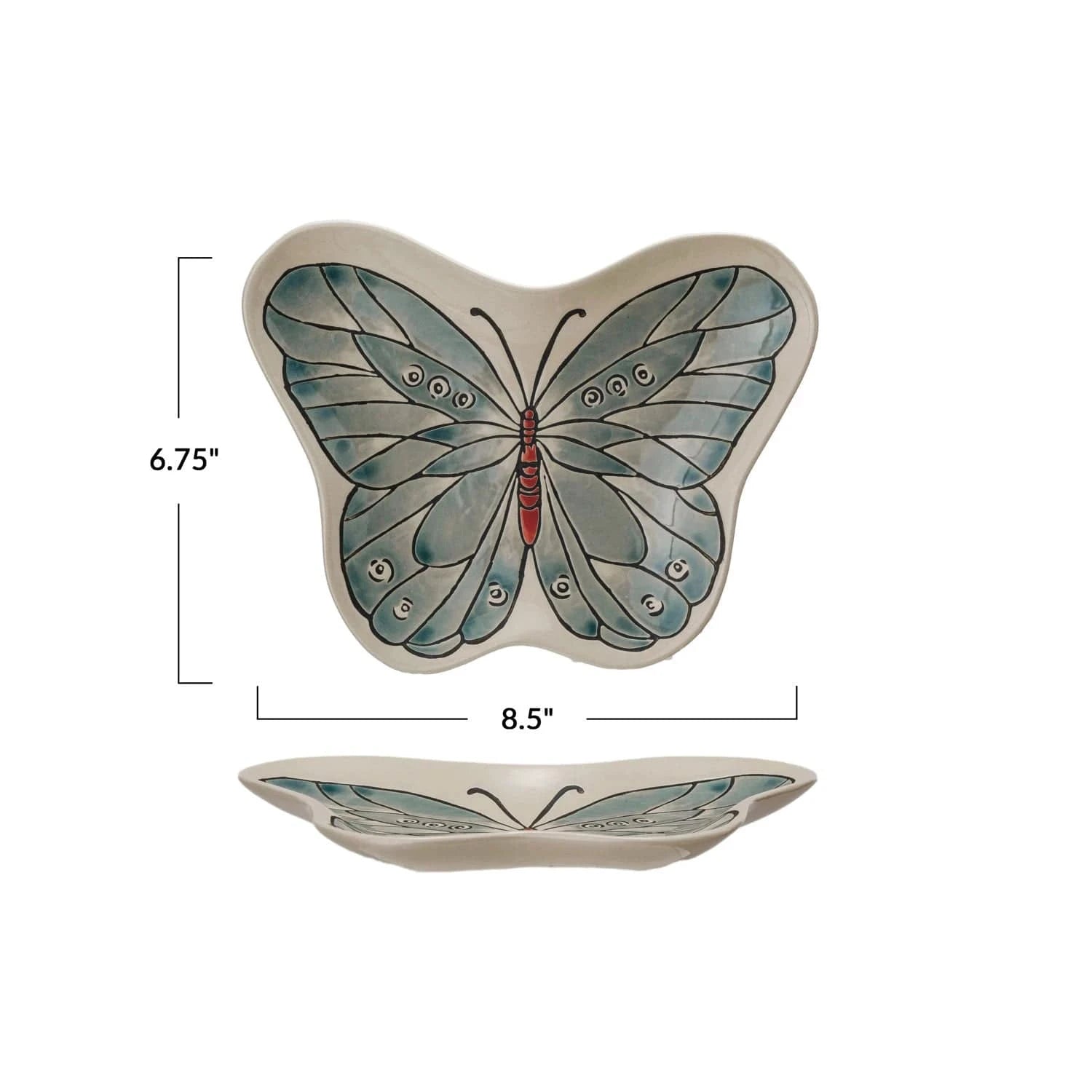 Creative Co-op Hand-Painted Stoneware Butterfly Shaped Plate - Little Miss Muffin Children & Home