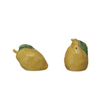 Creative Co-op Hand-Painted Stoneware Lemon Salt & Pepper Shakers (Each One Will Vary)