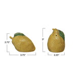 Creative Co-op Hand-Painted Stoneware Lemon Salt & Pepper Shakers (Each One Will Vary)