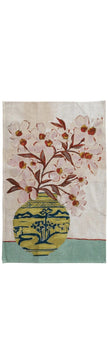 Cotton & Linen Printed Tea Towel with Flowers in Vase, 3 Available Styles