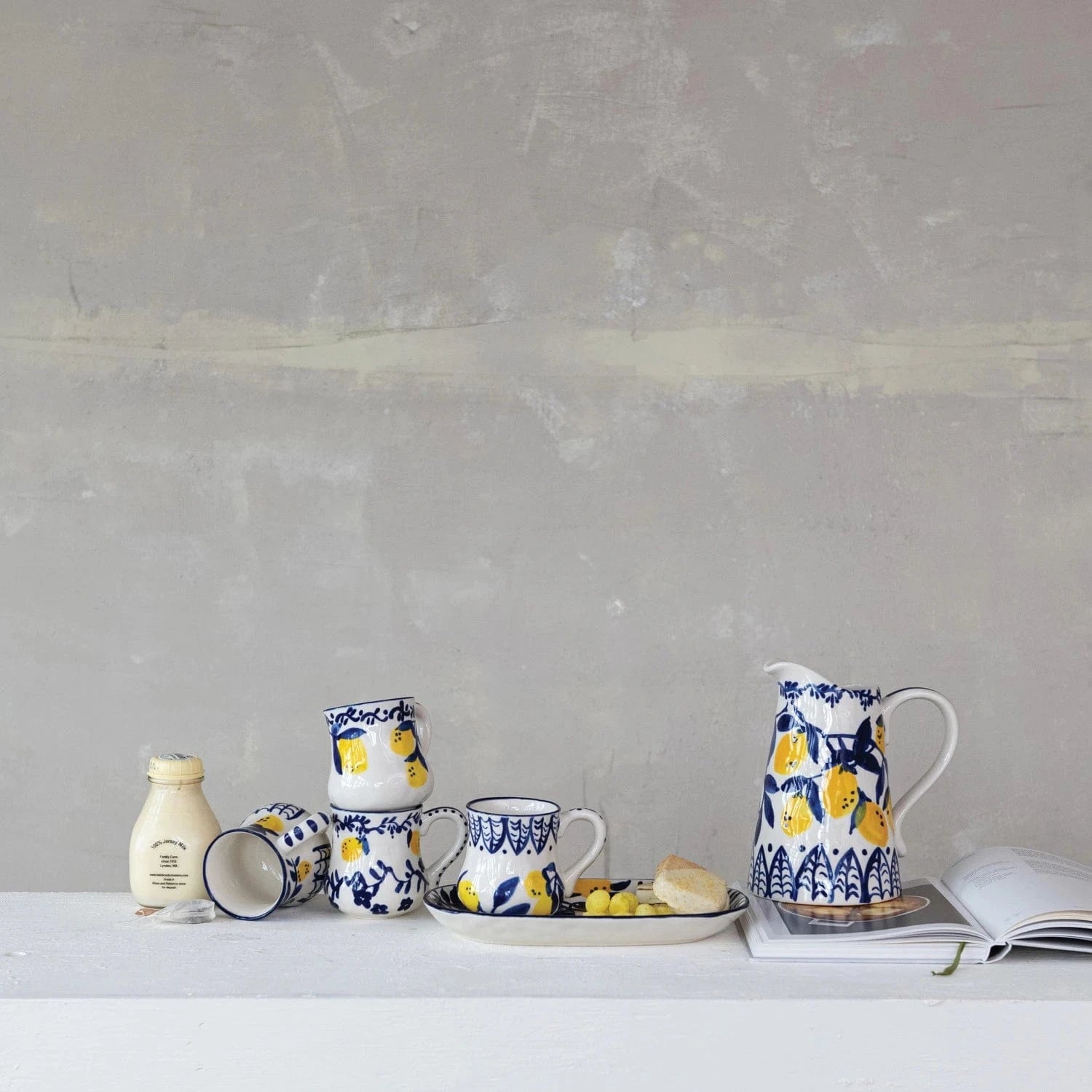 Creative Co-op 1-1/2 Quart Hand-Painted Stoneware Pitcher (Each One Will Vary) - Little Miss Muffin Children & Home