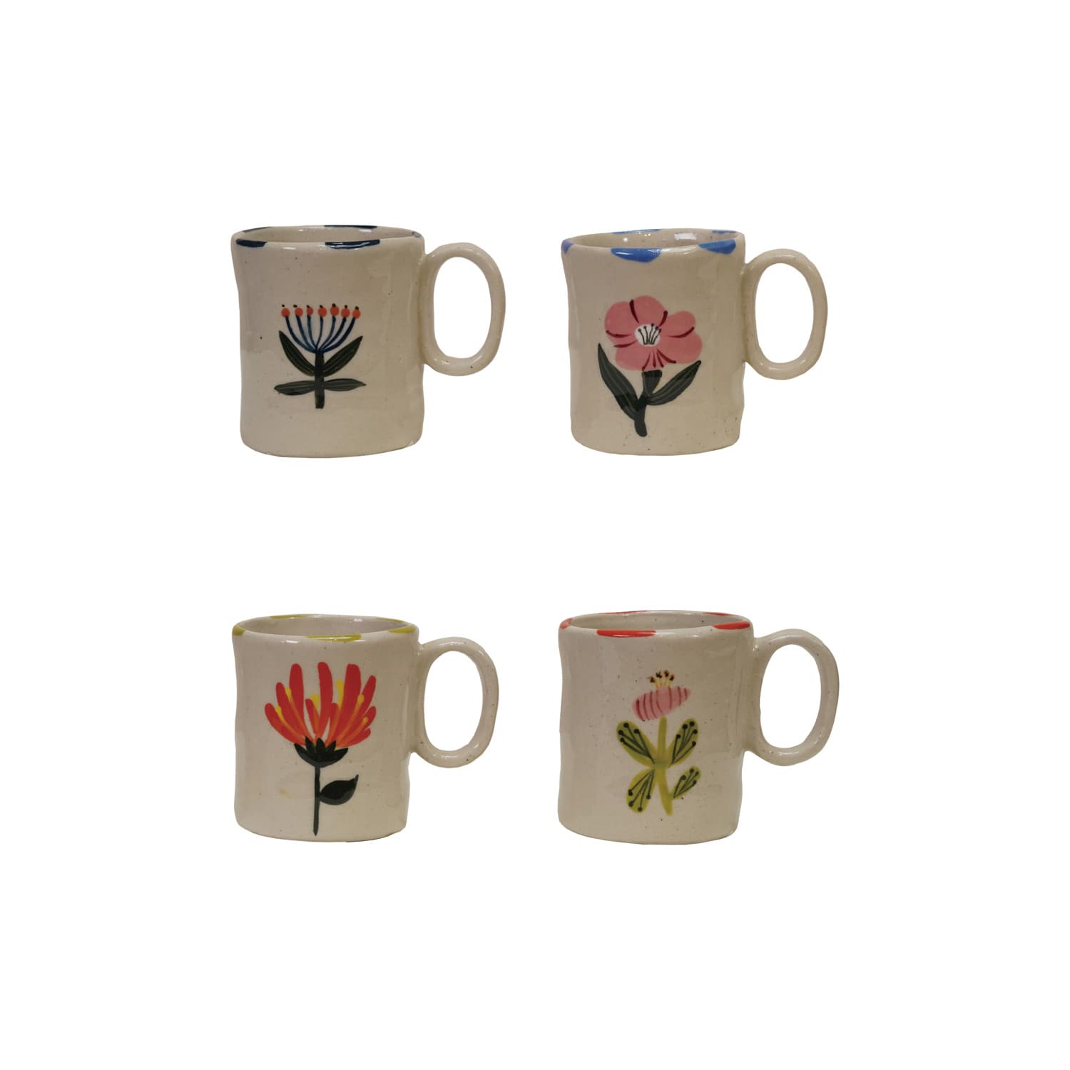 Hand-Painted Stoneware Child Size 5oz Mug, 4 Styles Available