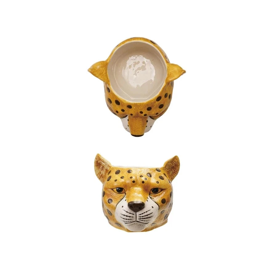 Creative Co-op Ceramic Cheetah Head Planter/Bottle Cooler - Little Miss Muffin Children & Home