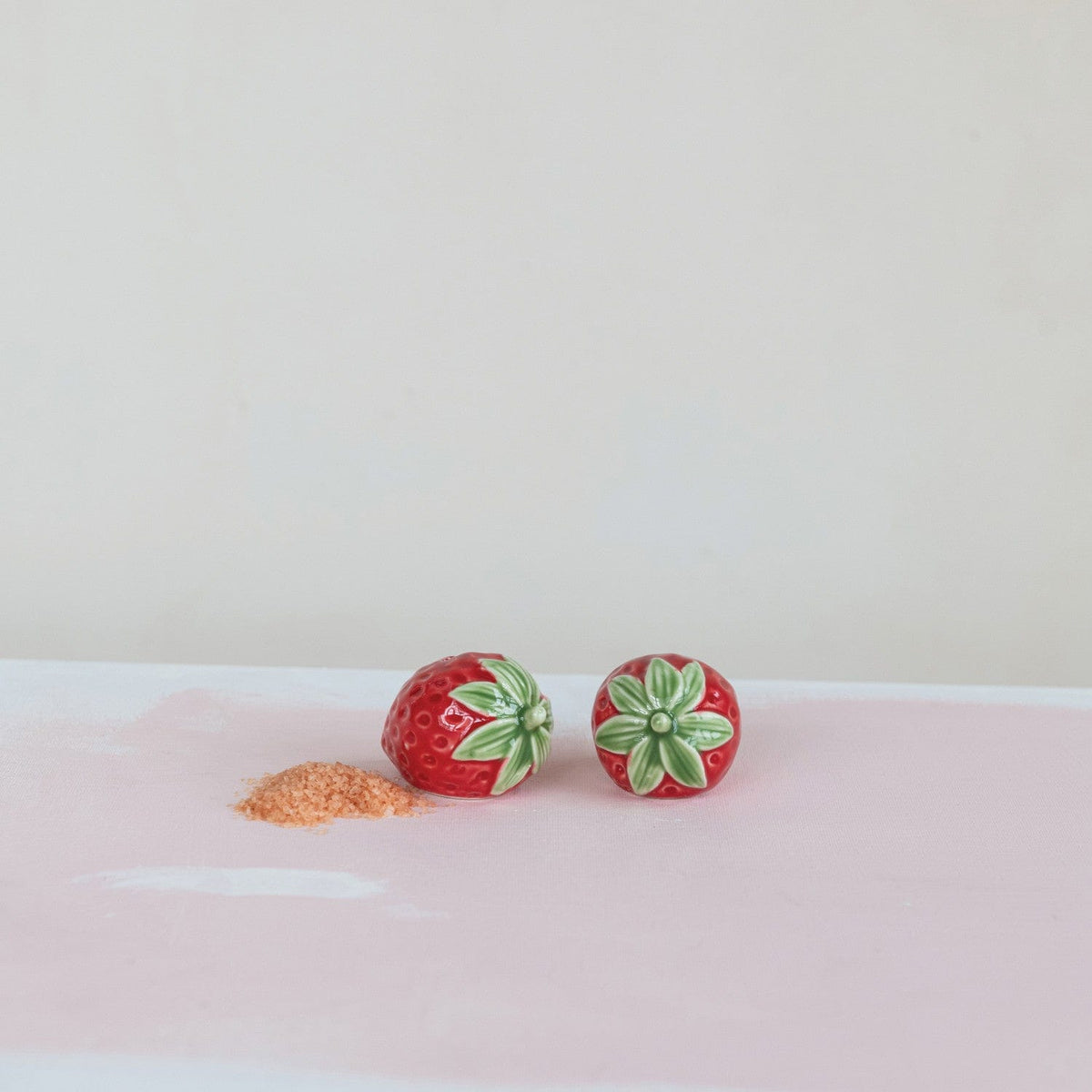 Hand-Painted Strawberry Shaped Salt & Pepper Shakers