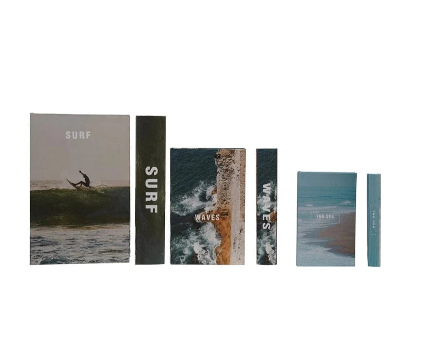 Creative Co-op MDF & Canvas Surf & Sea Book Storage Boxes, Set of 3 - Little Miss Muffin Children & Home