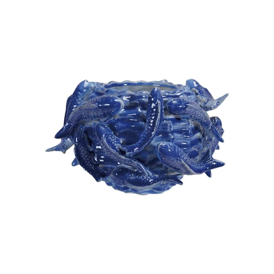 Creative Co-op Handmade Stoneware Planter with 3D Fish - Little Miss Muffin Children & Home