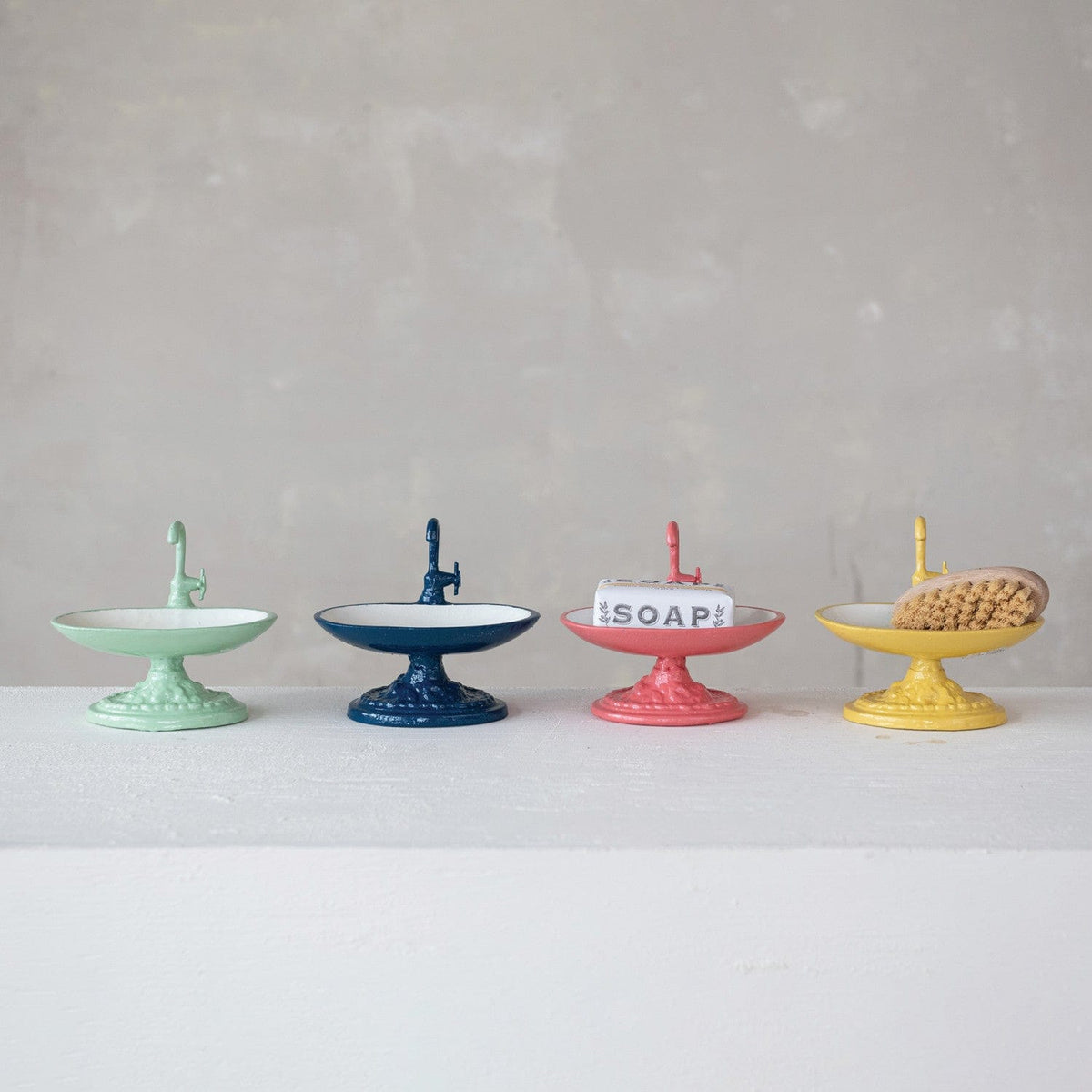 Cast Iron Sink Shaped Sponge/Soap Holder, 4 Available Colors