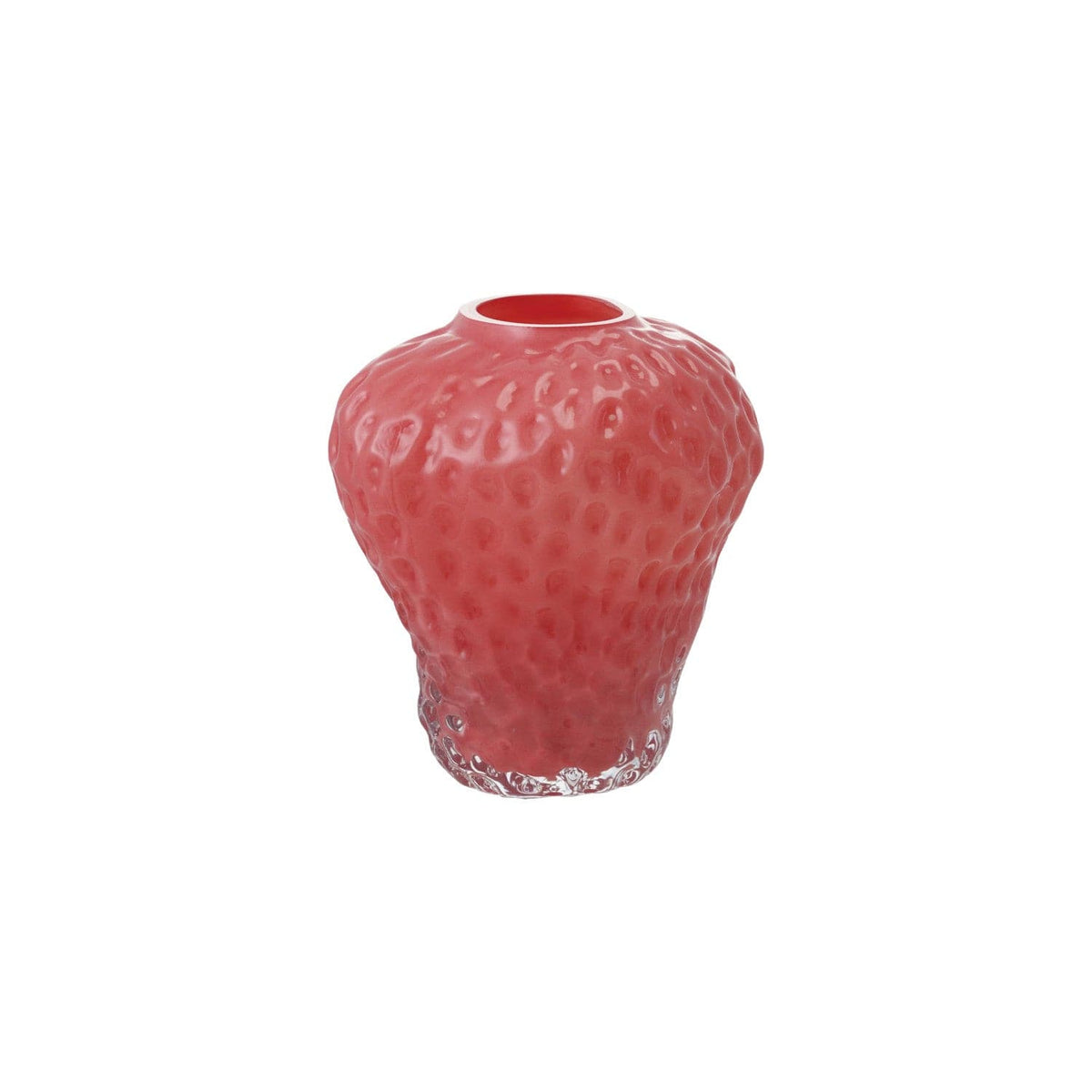 Opaque Pink Glass Strawberry Shaped Vase