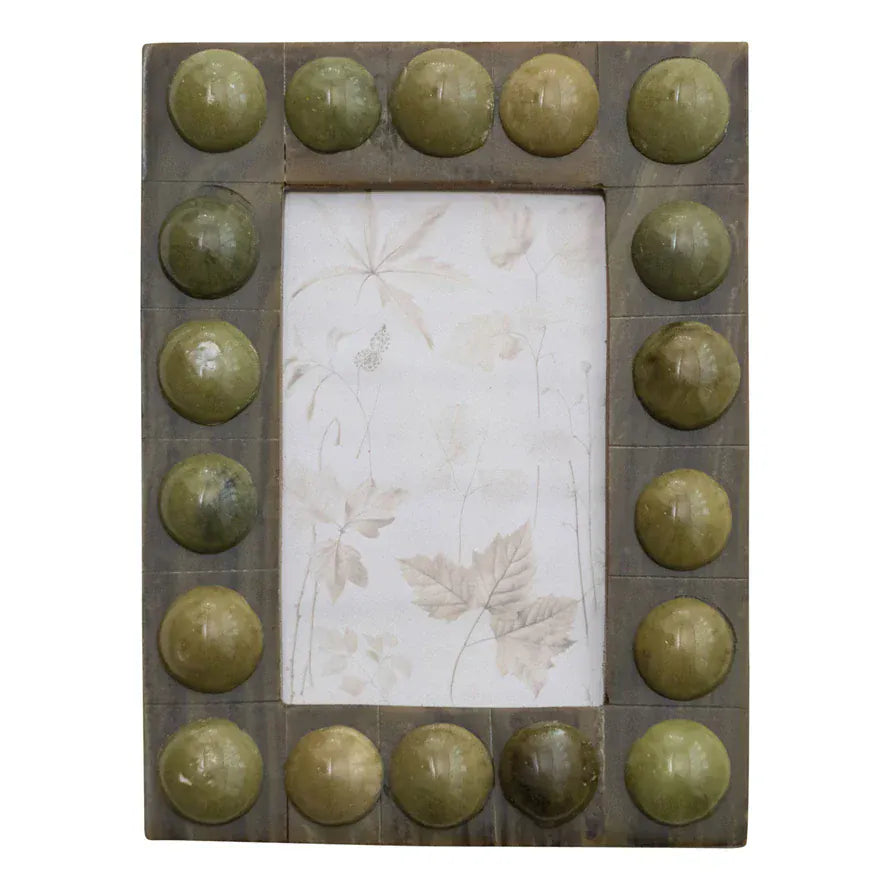 Green Handmade Marbled Resin Bobbin Photo Frame 