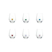 Stemless Wine Glass 18oz with Hand-Blown Heart Inside, 6 Colors Available