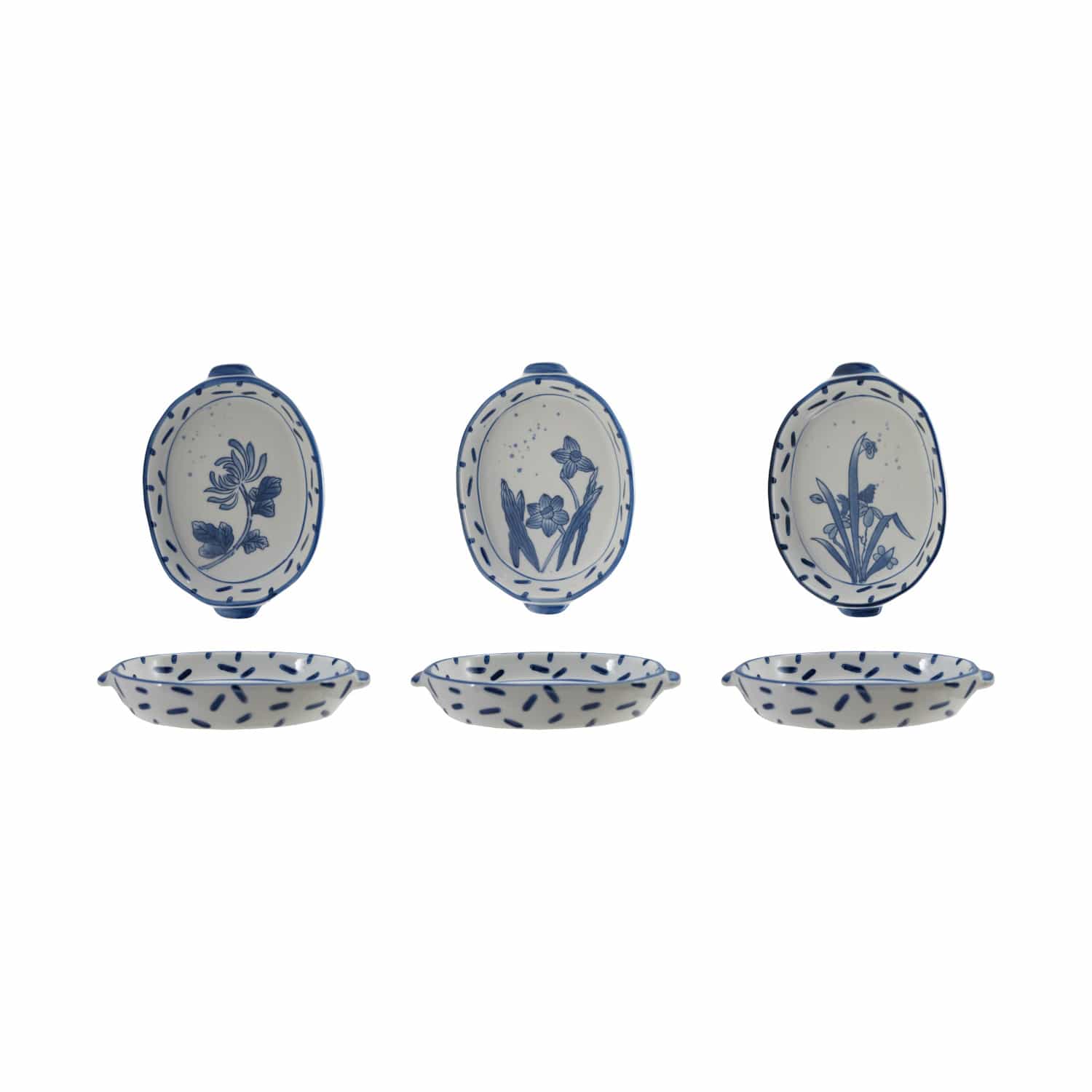 Hand-Painted Stoneware Baker with Handles, 3 Available Styles (Each One Will Vary)