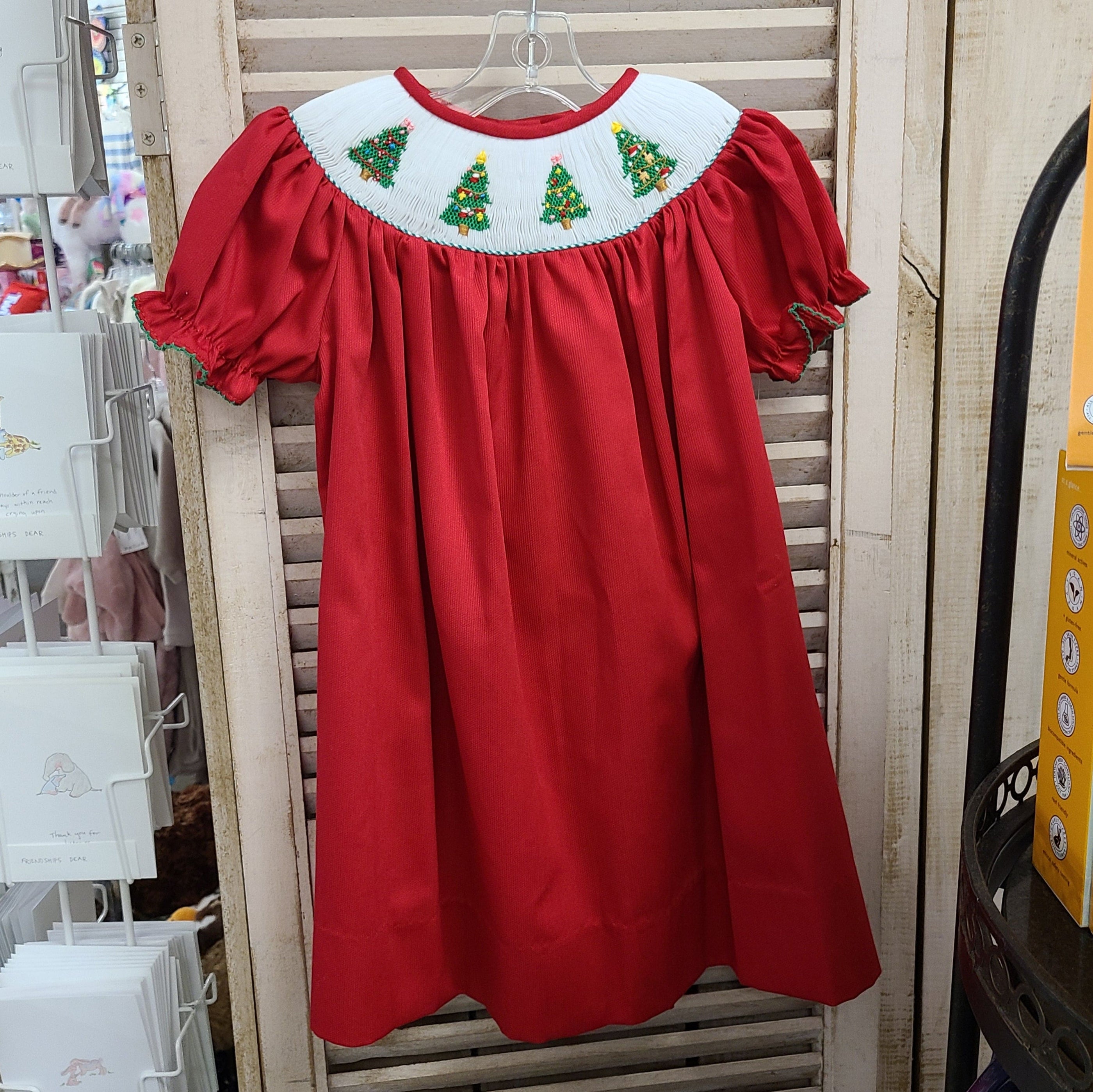 Lulu Bebe Lulu Bebe Smocked Christmas Tree Emma Bishop Dress - Little Miss Muffin Children & Home