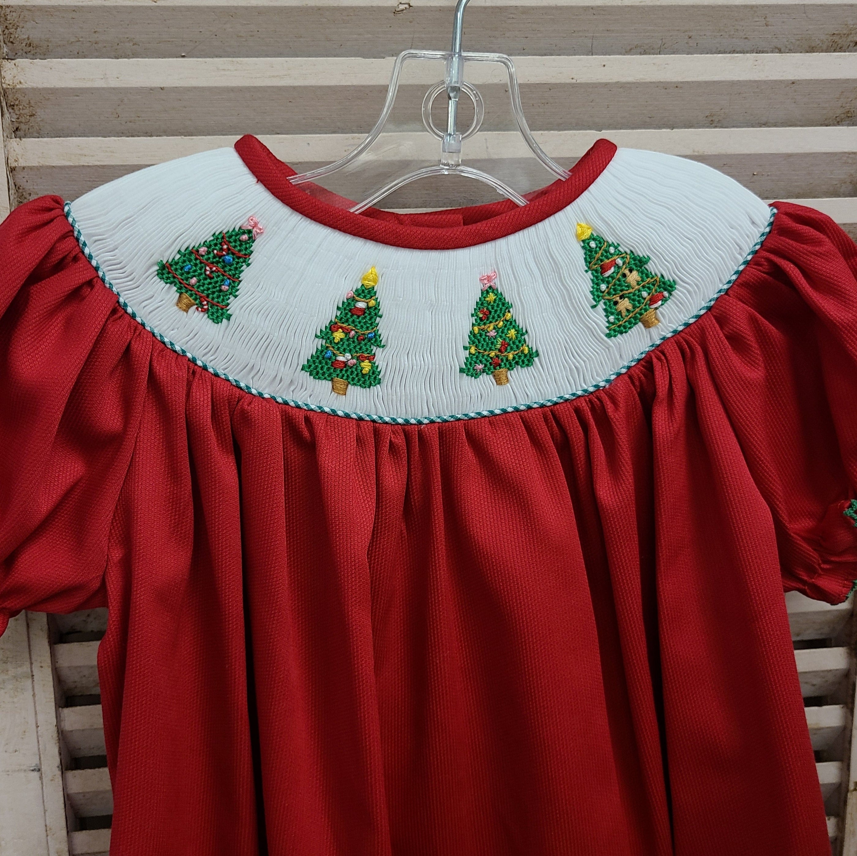 Lulu Bebe Smocked Christmas Tree Emma Bishop Dress Lulu Bebe Smocked Christmas Tree Emma Bishop Dress