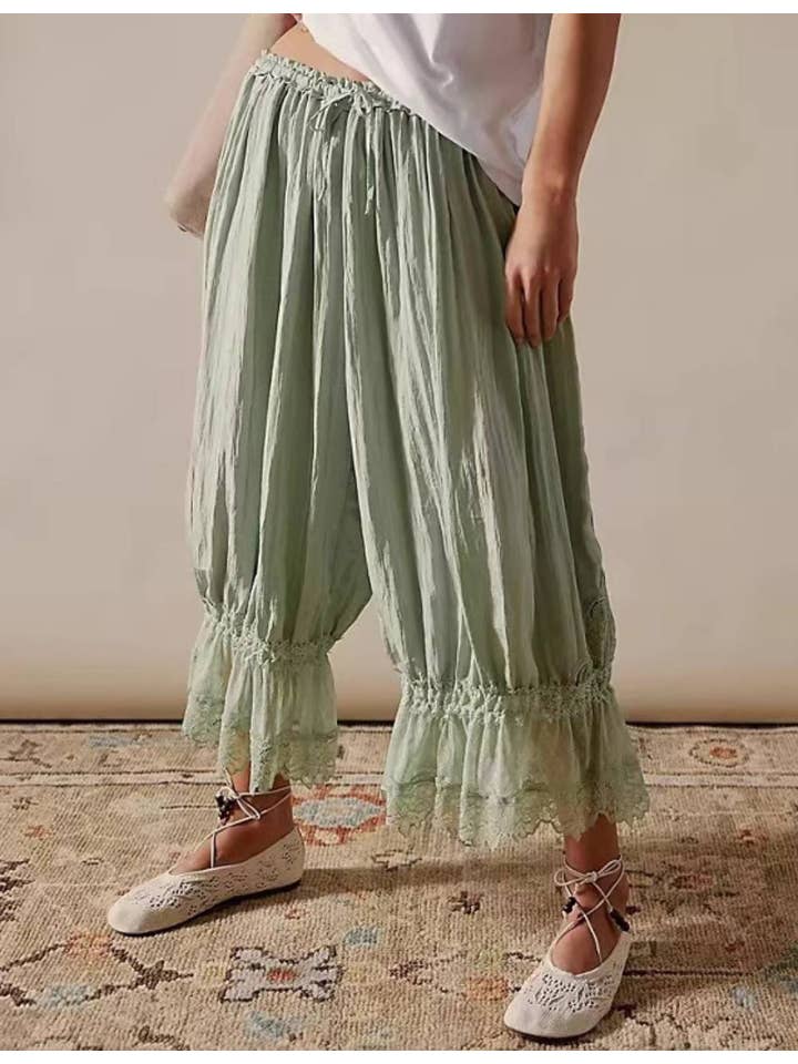 Sky Ladies Elastic Waist Lace String Tie Lantern Pants