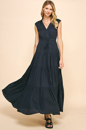 Pinch Sleeveless Tiered Maxi Dress in Ink