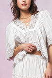 Flowing Hollow Laced Blouse in White