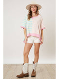 Sheer Trend Sheer Trend Mixed Stripe Oversized Sweatshirt - Little Miss Muffin Children & Home